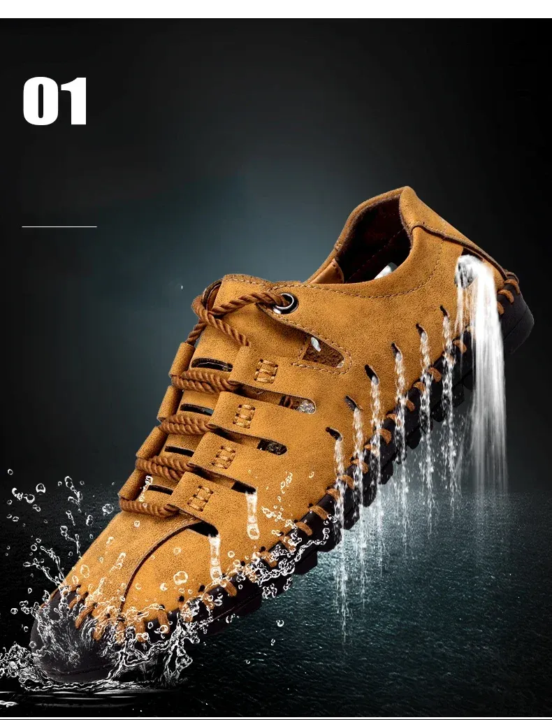 Men's Leather Sandals, Casual Comfortable Outdoor Shoes, Casual Beach Walking Shoes, Summer, 2026 Men Shoes Summer Water Shoes