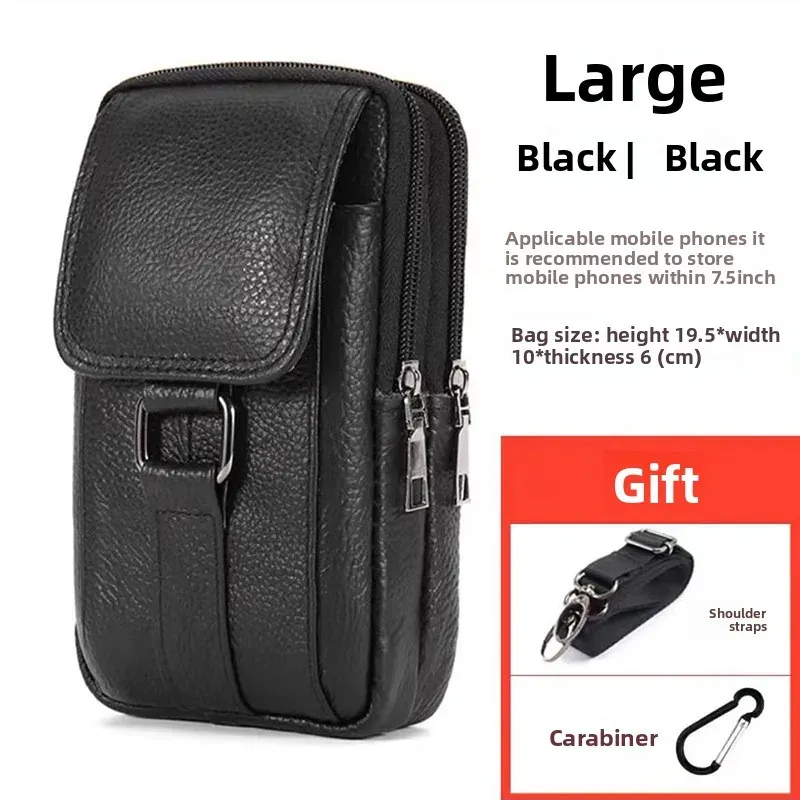 Men's Mobile Phone Waist Bag Outdoor Work Chest Bag PU Cigarette Case Key Chain Wear Belt Backpack Sport Hiking Portable Satchel