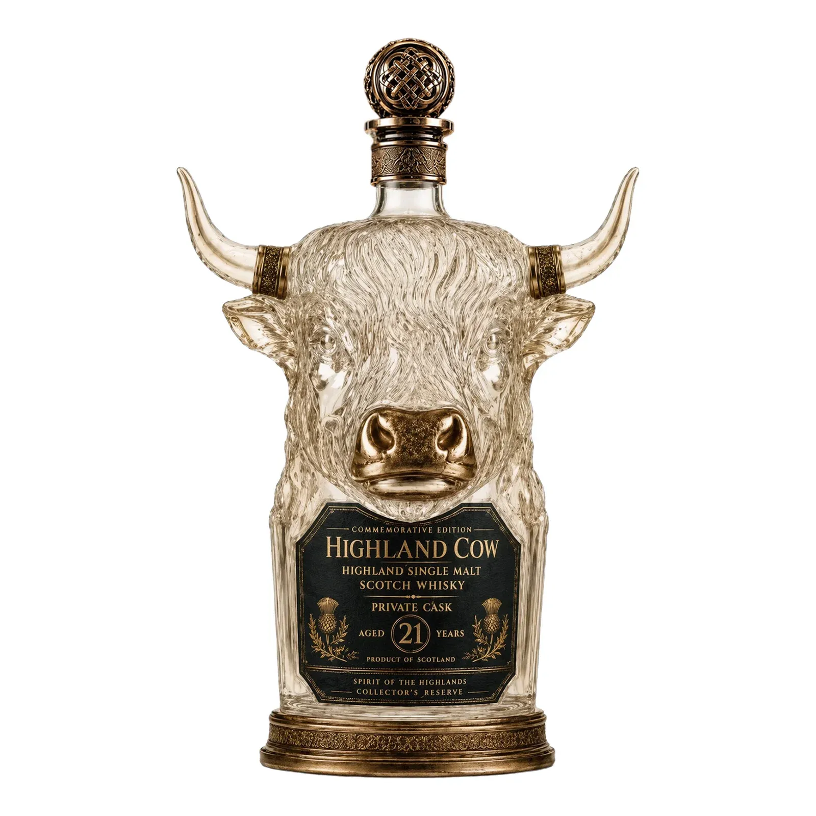 Highland Cow Shaped Whiskey Decanter Borosilicate Glass Bottle Unique Liquor Bar Cabinet Display Decor