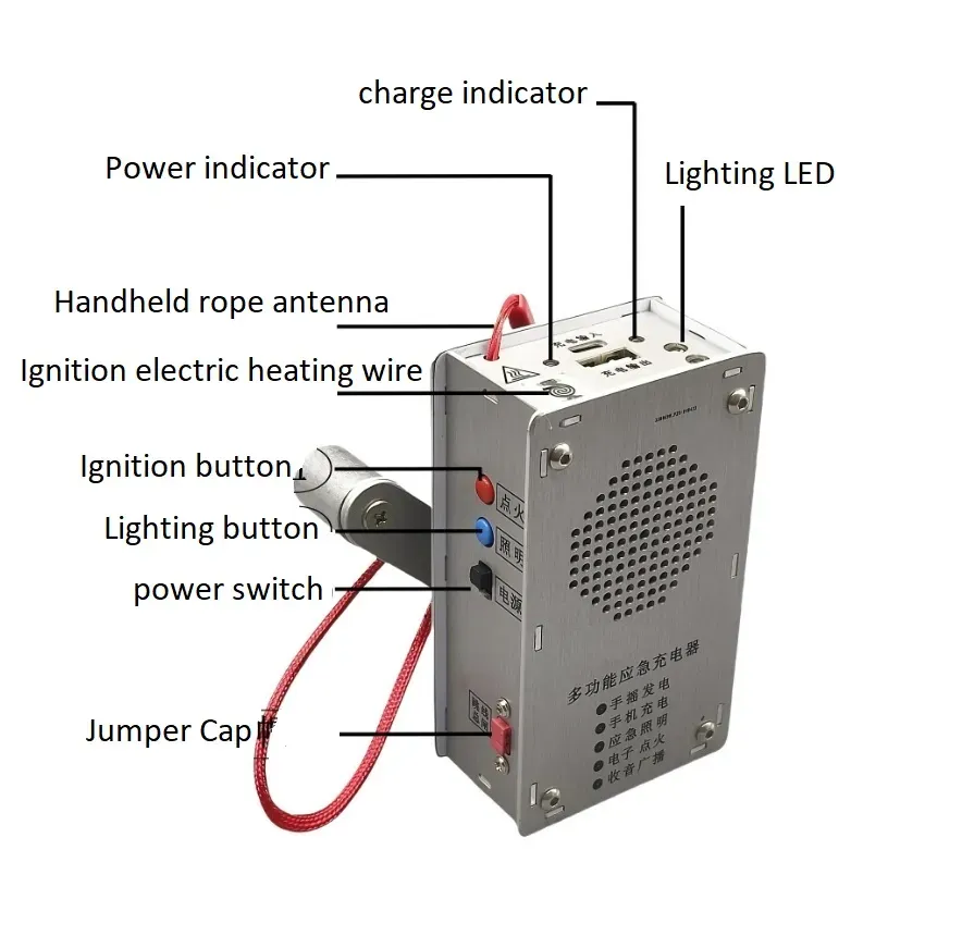 (Order today and receive your package tomorrow) ,Hand-cranked generator, radio, USB charging igniter, flashlight, emergency charger