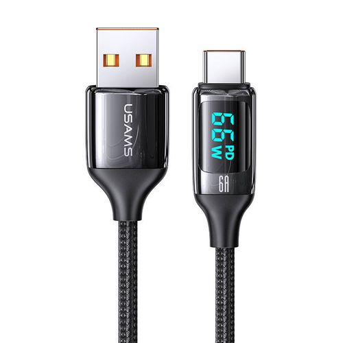 USAMS SJ544 2-in-1 6A Fast Charging and High-Speed Data Transmission USB C Cable 1.2m LED Power Indicator Charging Cable