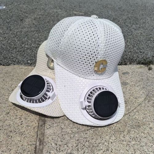 New solar-powered charging hat with fan brim, summer extended brimmed mesh ventilated sun protection couple's style sun hat