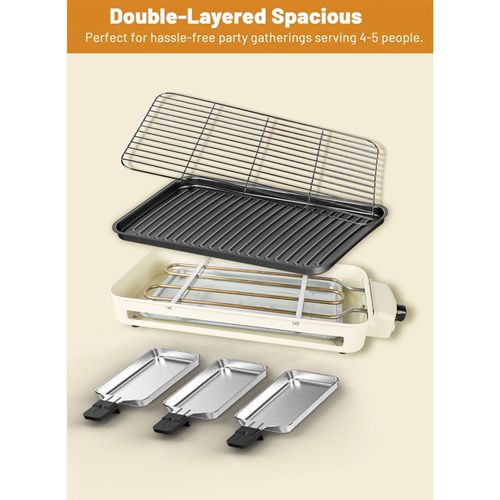 Multifunctional Double-Tier Electric Grill for Home Use
