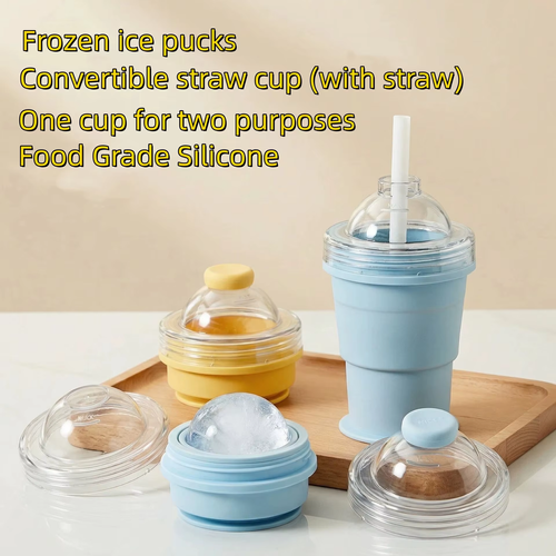 Reusable Foldable Hockey Cup with Straw