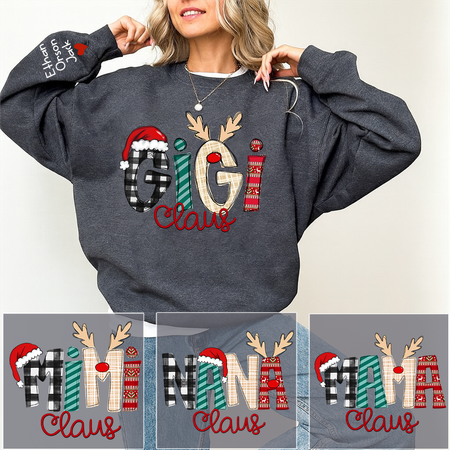 Custom Christmas Gigi Claus Sweatshirt , 2025 Christmas Nana Sweatshirt, Custom Grandma Claus Christmas Sweatshirt