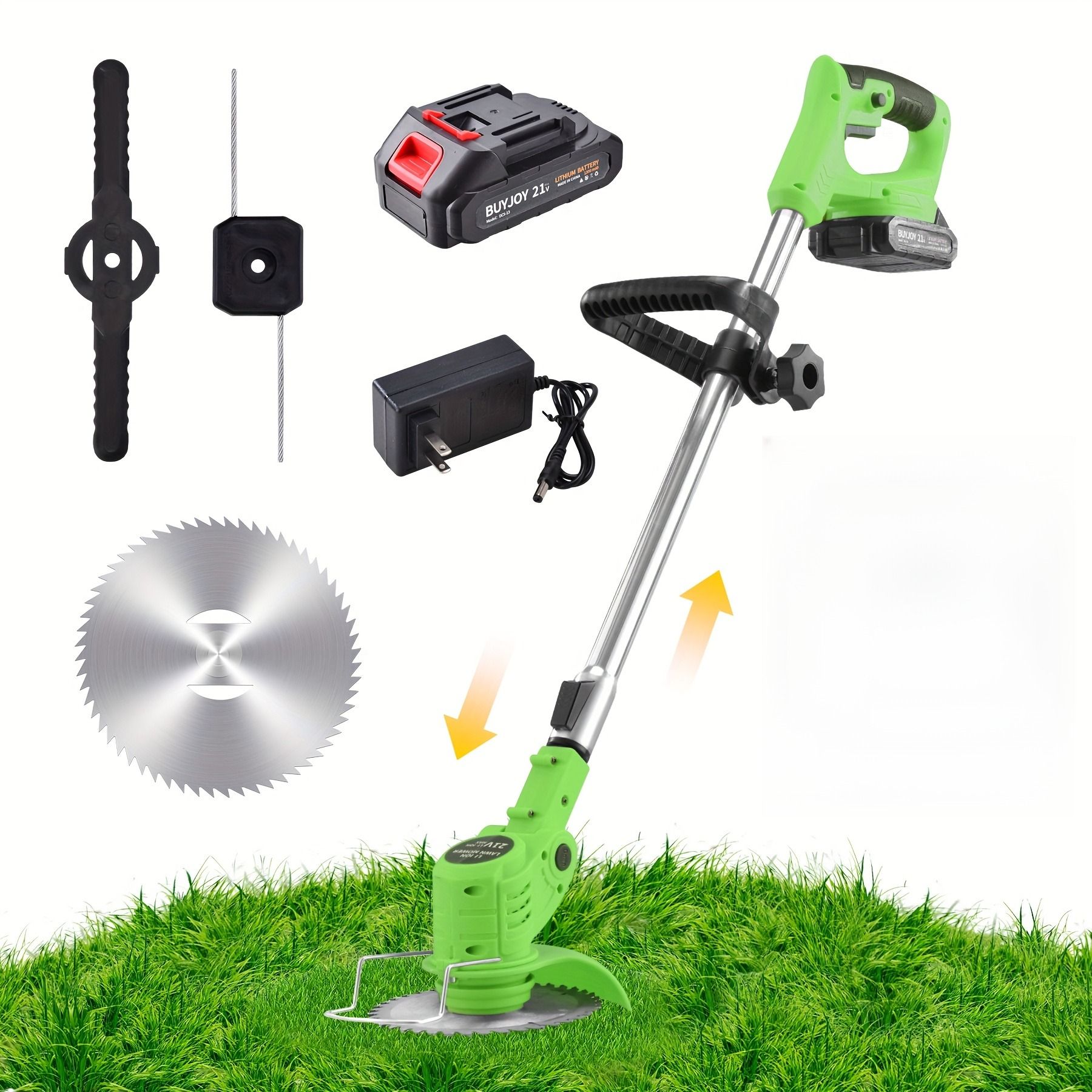 3-in-1 Cordless Weed Wacker- Green Plastic Lawn Mower for Weeding, Trimming, and Garden Maintenance