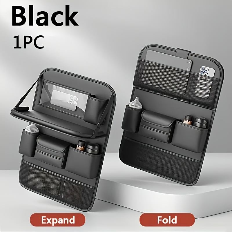 1pc Car Seat Back Organizer | High-Quality Napa Faux Leather | Multi-Functional with Dual Tablet Holder, Cup Holder & Ample Storage Space | Fits SUVs & Sedans |