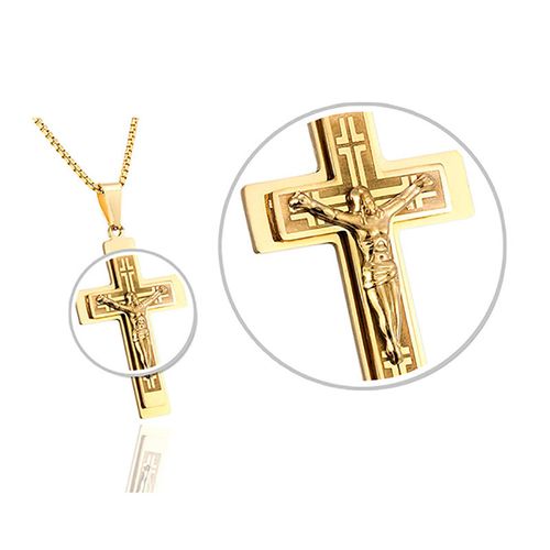 Gold Plated Vintage Jesus Cross Pendant Necklace, Personalized Christian Jewelry to Express Your Faith & Style