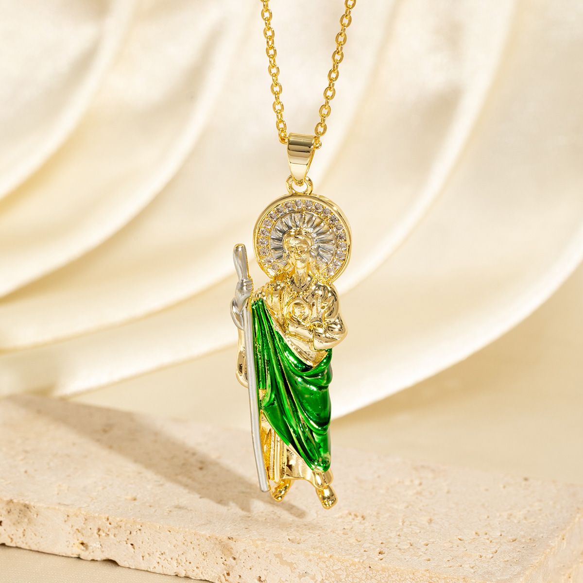 Gold Plated St. Jude Thaddaeus Necklace, Personalized Religious Jewelry to Showcase Your Faith and Elegance