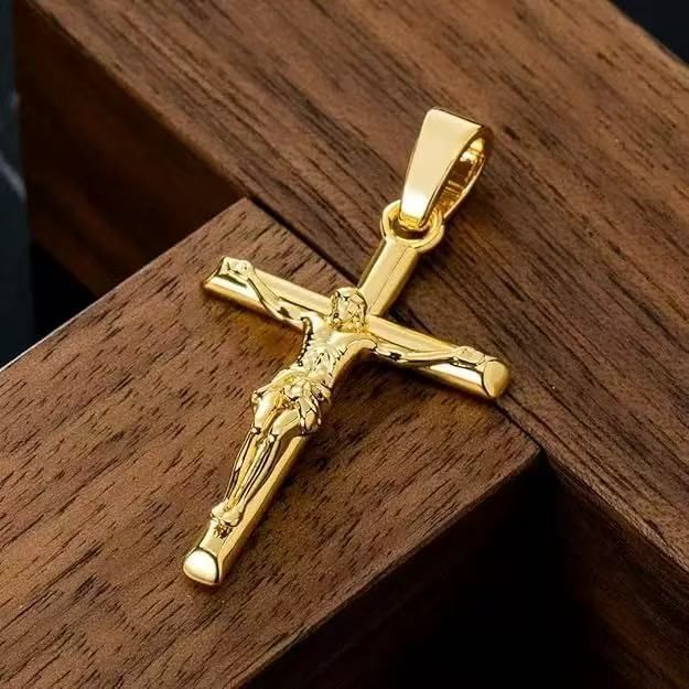 Gold-Plated Cross Pendant Necklace for Men - Tarnish-Resistant, Minimalist & Premium Design | Stylish Daily Accessory