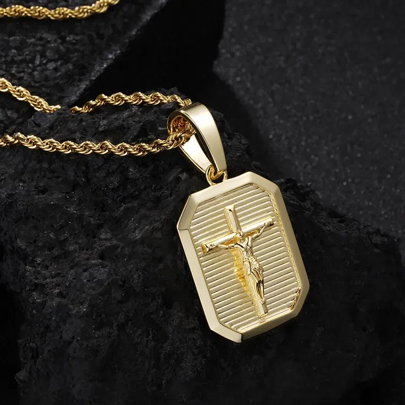 Premium Gold-Plated Jesus Cross Pendant, Durable, Fade & Tarnish Resistant, Ideal for Daily Wear & Gifting