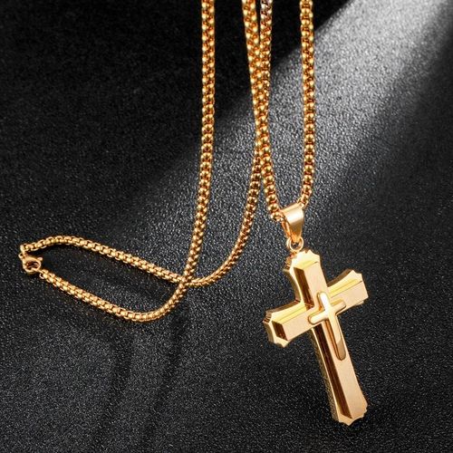 Classic Gold-Plated Cross Necklace, Personalized Christian Jewelry, Show Your Faith & Style