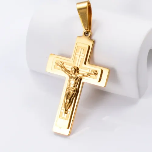 Gold Plated Vintage Jesus Cross Pendant Necklace, Personalized Christian Jewelry to Express Your Faith & Style