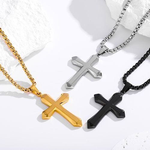 Gold Plated Stainless Steel Cross Pendant Necklace, Personalized Christian Jewelry to Show Your Faith and Style