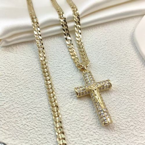 ✝️ Gold Plated Jesus Cross Pendant Necklace, Suitable for Daily Wear