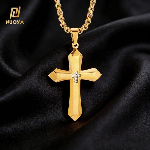 Gold Plated Cross Pendant – Rustproof Stainless Steel Religious Jewelry • Show Your Faith & Style