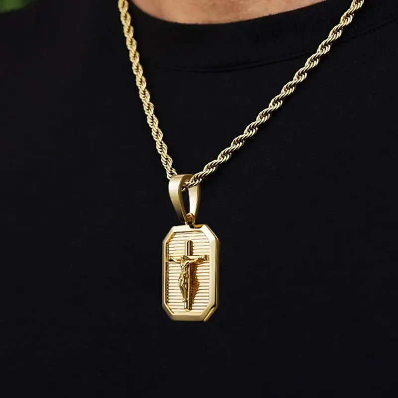 Premium Gold-Plated Jesus Cross Pendant, Durable, Fade & Tarnish Resistant, Ideal for Daily Wear & Gifting
