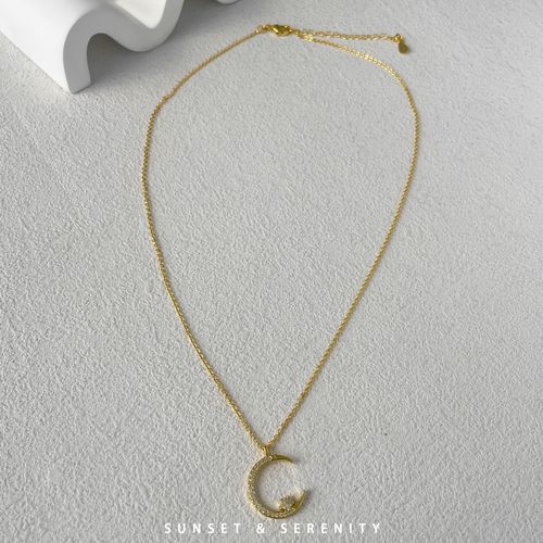 ✨ Gold Plated Moon & Star Pendant Necklace.Fashion Jewelry For Women, Elegant & All-Match For Daily & Party Looks