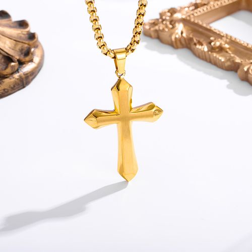 Gold Plated Stainless Steel Cross Pendant Necklace, Personalized Christian Jewelry to Show Your Faith and Style