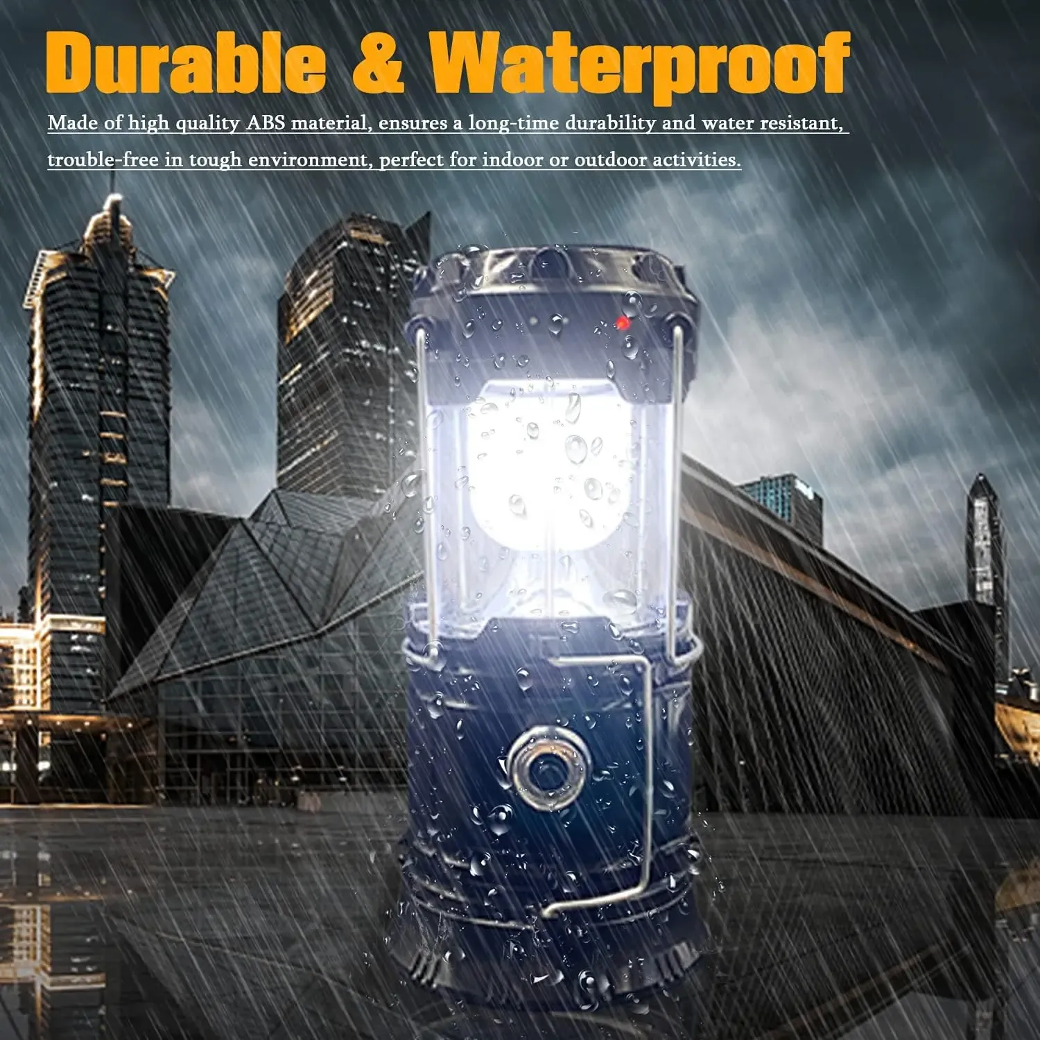 Lightweight Waterproof Emergency Light, Solar & USB Rechargeable, Perfect for Power Outages, Camping & Emergency Situations