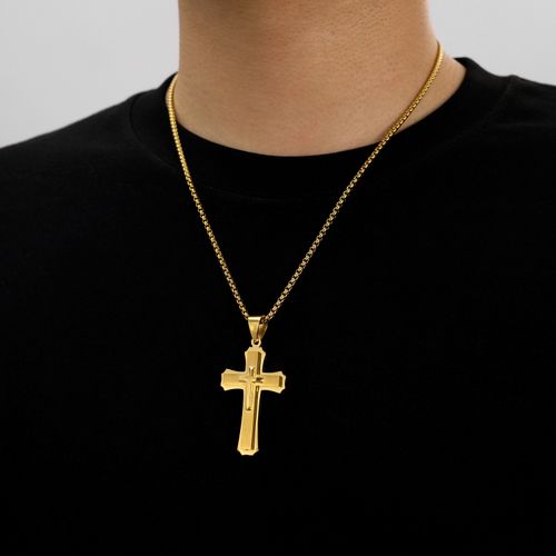Classic Gold-Plated Cross Necklace, Personalized Christian Jewelry, Show Your Faith & Style