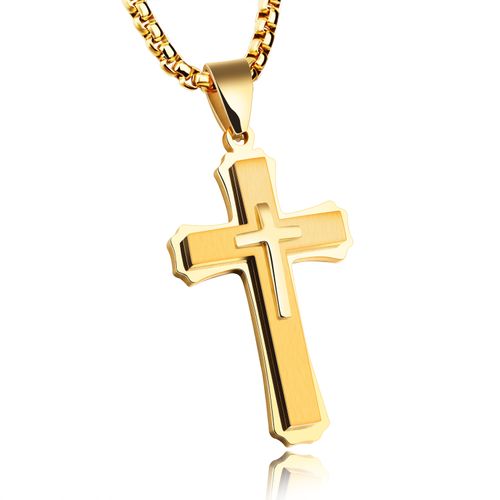 Classic Gold-Plated Cross Necklace, Personalized Christian Jewelry, Show Your Faith & Style