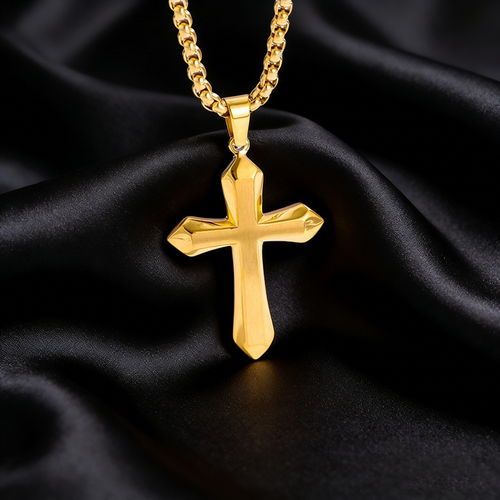 Gold Plated Stainless Steel Cross Pendant Necklace, Personalized Christian Jewelry to Show Your Faith and Style