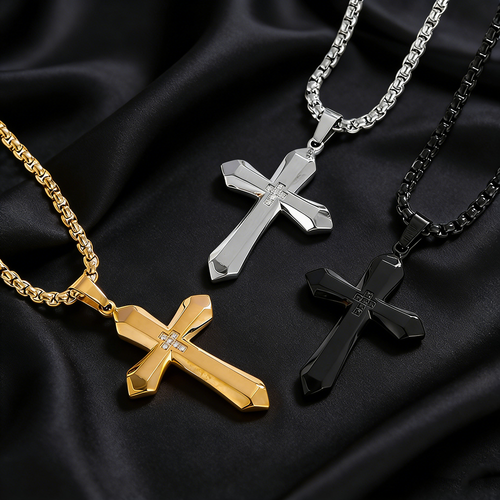 Gold Plated Cross Pendant – Rustproof Stainless Steel Religious Jewelry • Show Your Faith & Style