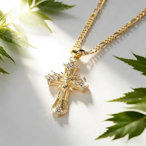 ✝️ Gold Plated Jesus Cross Pendant Necklace with Shiny Zircon, Elegant Christian Religious Jewelry, Ideal for Thanksgiving, Graduation Gifts & Daily Wear