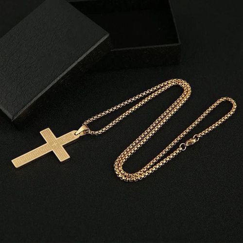 Gold Plated Lord's Prayer Cross Pendant, Personalized Christian Jewelry to Express Your Faith & Style