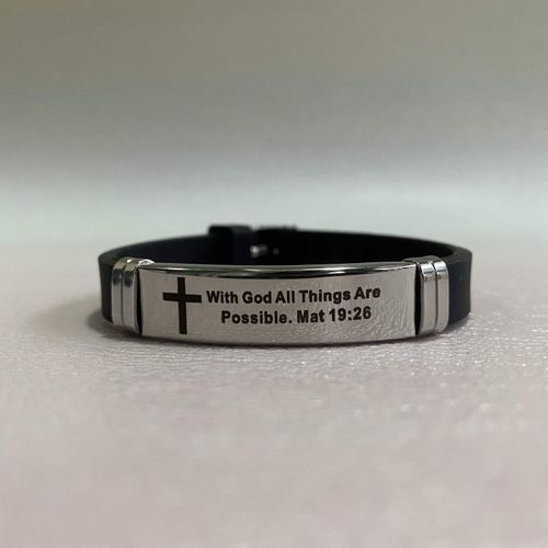 Cross Bracelet Inspirational Bible Quotes Faith Christian Silicone ID Wristband Religious Gift Men and Women Stainless Steel Rubber Adjustable Bracelet