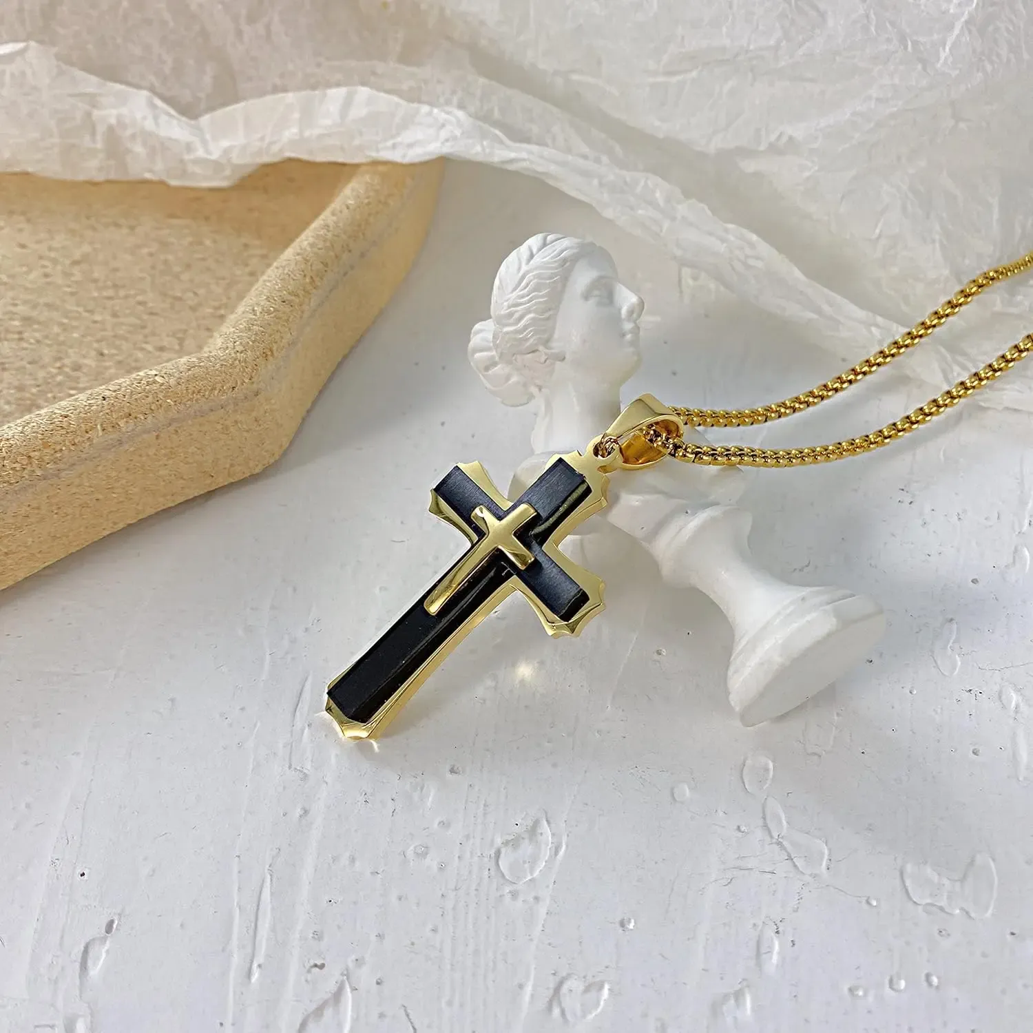 Classic Gold-Plated Cross Necklace, Personalized Christian Jewelry, Show Your Faith & Style