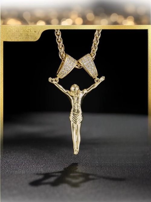 Gold-Plated Jesus Christ Pendant Necklace with Double Clasp, Faith Jewelry