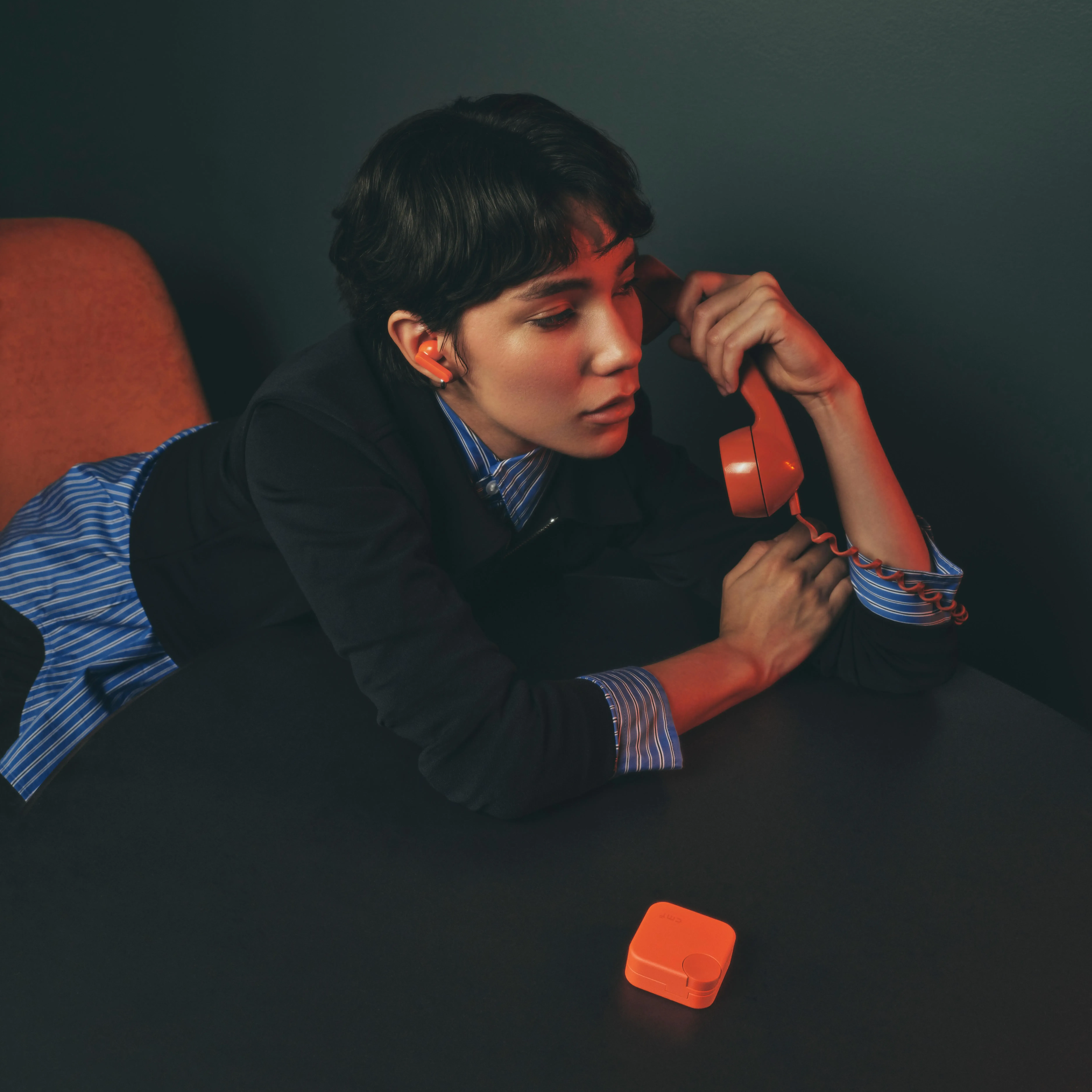 Wireless Bluetooth Earphones with Adjustable Noise Cancellation, 35 Hours of Battery Life, 50dB Hybrid Noise Cancellation. Available in Orange.