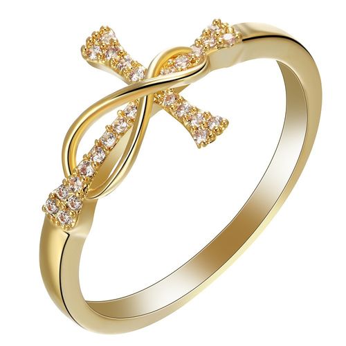 ✨ Personalized Gold-Plated Cross Ring, Minimalist & Stylish Premium Women's Ring, Size 7
