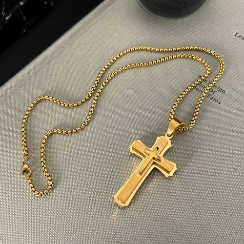 Classic Gold-Plated Cross Necklace, Personalized Christian Jewelry, Show Your Faith & Style