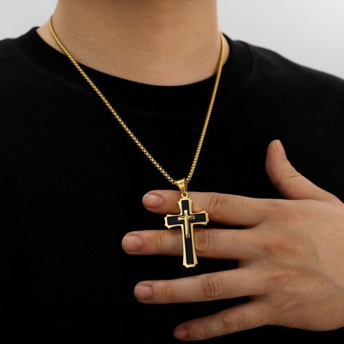 Classic Gold-Plated Cross Necklace, Personalized Christian Jewelry, Show Your Faith & Style