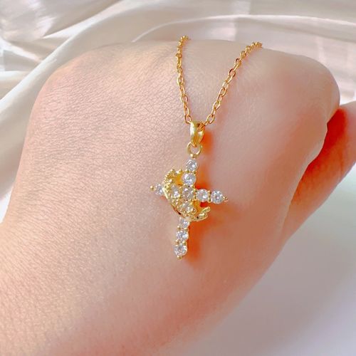 ✨ Minimalist Crown Cross Zircon Pendant Necklace ✨Elegant Christian Faith Jewelry • Unisex Gift