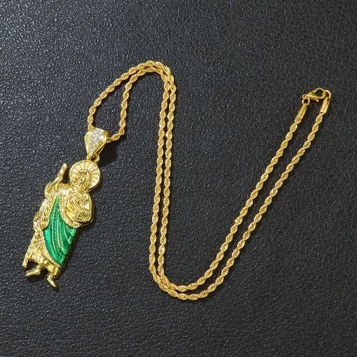 Gold Plated St. Jude Thaddaeus Necklace, Personalized Religious Jewelry to Showcase Your Faith and Elegance