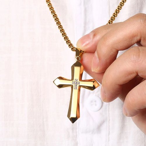 Gold Plated Cross Pendant – Rustproof Stainless Steel Religious Jewelry • Show Your Faith & Style