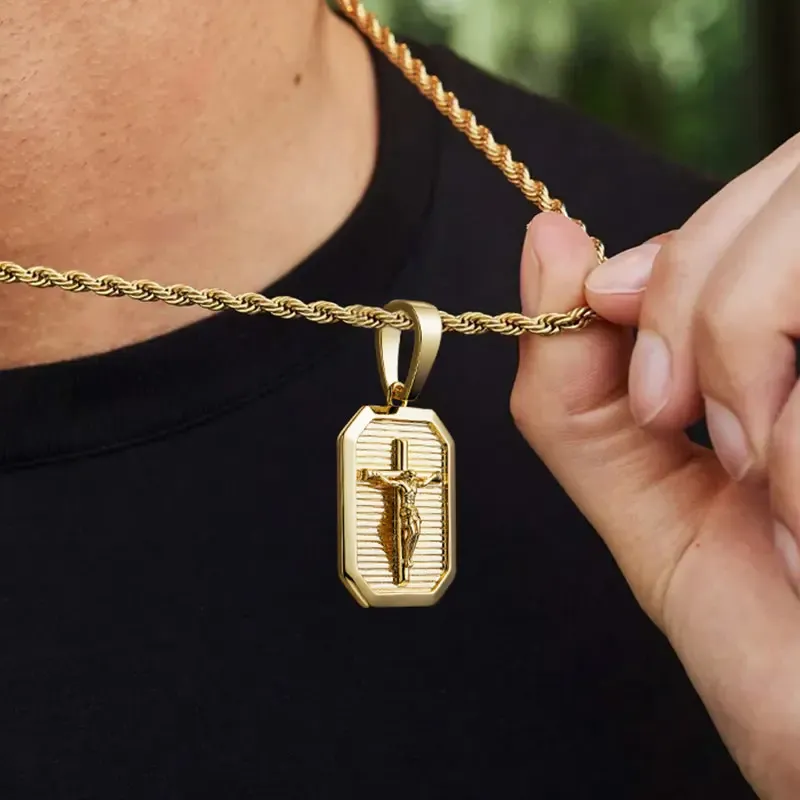 Premium Gold-Plated Jesus Cross Pendant, Durable, Fade & Tarnish Resistant, Ideal for Daily Wear & Gifting