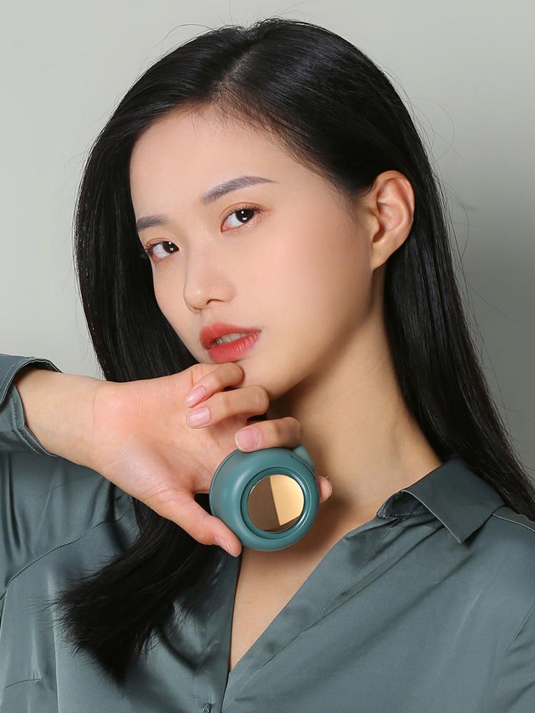 Portable USB Rechargeable Mini Fan with Clip, Waist & Neck Hanging, Multi-Use for Outdoor & Daily , Green