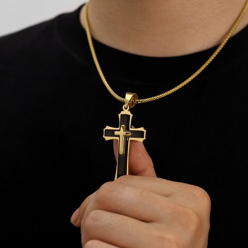 Classic Gold-Plated Cross Necklace, Personalized Christian Jewelry, Show Your Faith & Style
