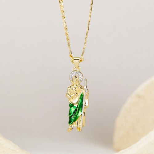 Gold Plated St. Jude Thaddaeus Necklace, Personalized Religious Jewelry to Showcase Your Faith and Elegance