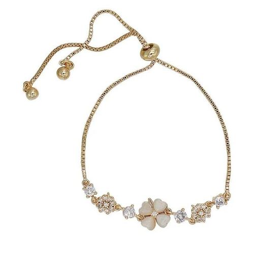 Luxury Zircon Opal Clover Adjustable Bracelet for Women New Fashion Sparkling Flower Bracelet Wedding Jewelry Bracelet