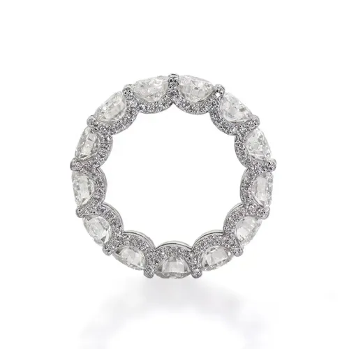 Hot Sale KIBO Gems Round Cut Pave Setting 925 Sterling Silver Moissanite Engagement Wedding Eternity Band Rings