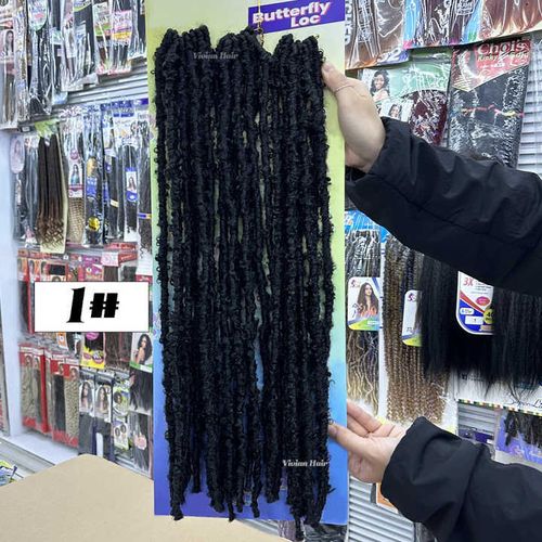 Colorful 20inch 3x butterfly Lock Braiding Hair Long Length Pre Looped 24strands Ombre Color Crochet butterfly Loc Hair