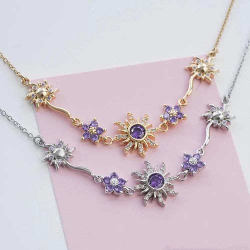 New Model Hot-Selling High-End Luxury Women's Necklace Fresh Sweet Purple Sunflower Princess Niche Fashion Chains