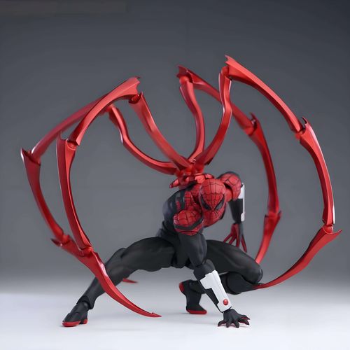 Hot New MessToys Spider-Man PVC Action Figure Black Red Anime Military Theme Toy Figurine Superhero Character Decorating