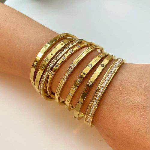 MICCI Anti Tarnish Jewelry 18K Gold Plated Fashion Stackable Women Stainless Steel Bracelet